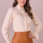 Camisa Manga Longa na Laise Bordada Flavia - Tata Martello