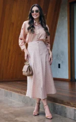 Saia Maxi Midi no Tricoline Listrada Julia - Tata Martello