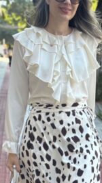 Camisa Babado Manga Longa Off