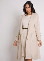 Casaco Feminino Longo Bege com Botões e Bolsos| Dvanelle