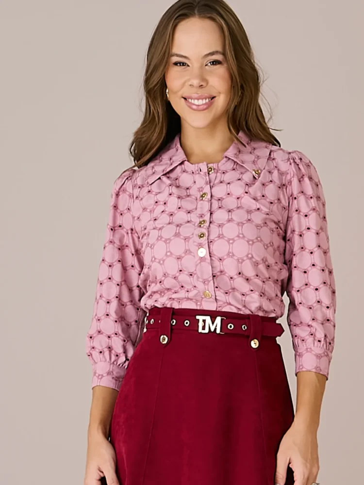 Camisa Amelia Bordada Rosê Tatá Martello