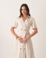 Vestido Karen Linho Natural Moda Modesta - Imagem 4