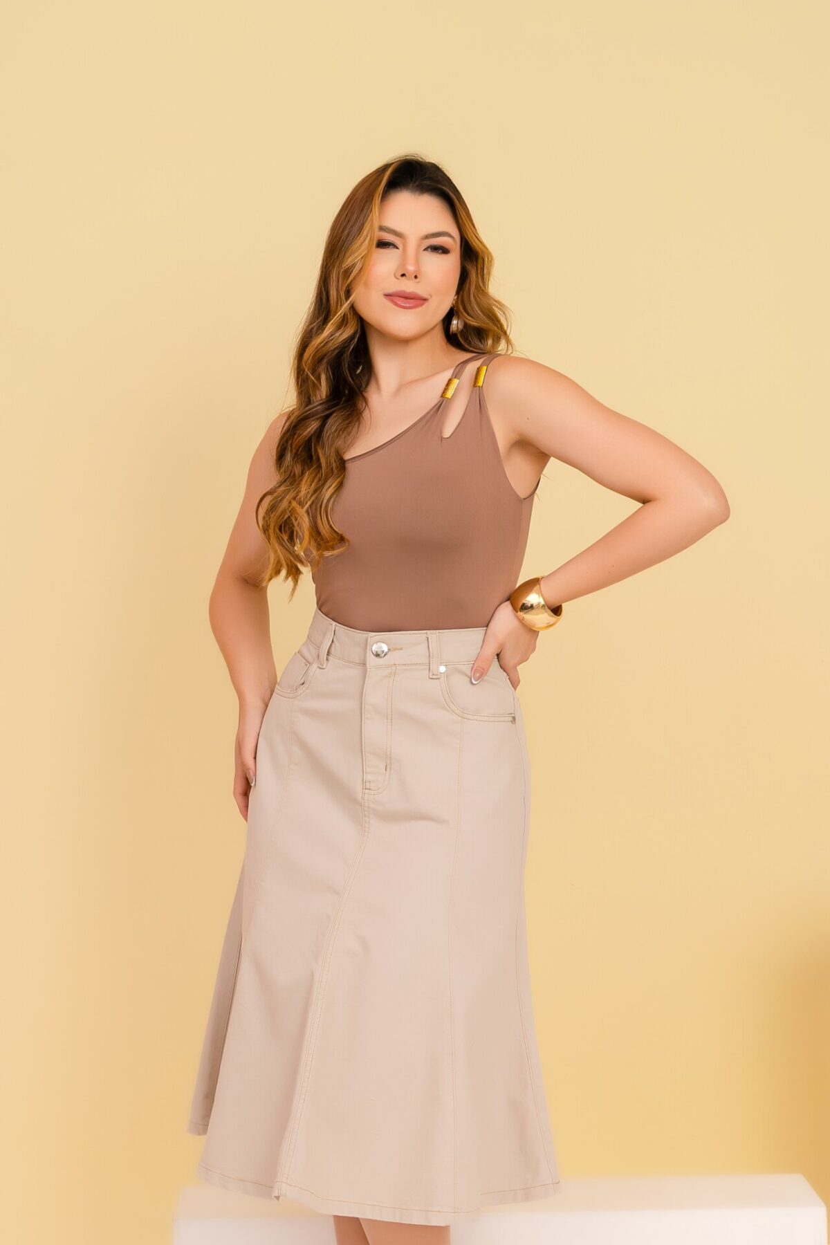 Saia Sofia Bege - Imagem 5