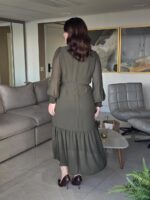 Vestido com Decote V e Babado - Imagem 5