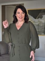 Vestido com Decote V e Babado - Imagem 4