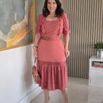 Vestido Midi c/ Detalhe Guipir