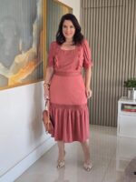 Vestido Midi c/ Detalhe Guipir