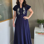 Vestido Longo Evasê Bordado