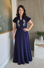 Vestido Longo Evasê Bordado