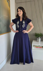 Vestido Longo Evasê Bordado