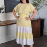 Vestido Amarelo Manteiga em Viscose Valentina - Querem Vestidos