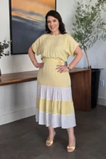 Vestido Amarelo Manteiga em Viscose Valentina - Querem Vestidos