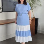 Vestido Azul Serenity em Viscose Valentina - Querem Vestidos