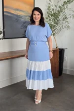 Vestido Azul Serenity em Viscose Valentina - Querem Vestidos