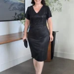 Vestido Preto Tubinho com Brilho Alena - Querem Vestidos