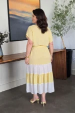 Vestido Amarelo Manteiga em Viscose Valentina - Querem Vestidos - Imagem 3