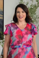 Vestido Selena Aquarela Plissado em Chiffon - Querem Vestidos - Imagem 8