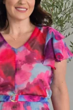 Vestido Selena Aquarela Plissado em Chiffon - Querem Vestidos - Imagem 6