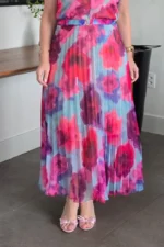 Vestido Selena Aquarela Plissado em Chiffon - Querem Vestidos - Imagem 5