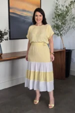 Vestido Amarelo Manteiga em Viscose Valentina - Querem Vestidos - Imagem 8