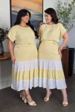 Vestido Amarelo Manteiga em Viscose Valentina - Querem Vestidos - Imagem 9