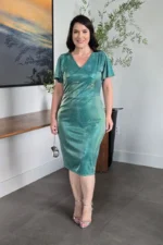 Vestido Verde Tubinho com Brilho Alena - Querem Vestidos