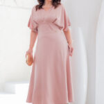 Vestido Midi Élise Rose em Crepe Acetinado - Lecler