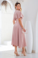 Vestido Midi Élise Rose em Crepe Acetinado - Lecler - Imagem 9