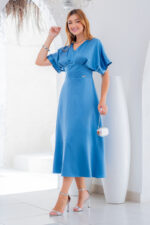 Vestido Midi Élise Azul Serenity em Crepe Acetinado - Lecler - Imagem 7