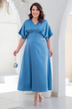 Vestido Midi Élise Azul Serenity em Crepe Acetinado - Lecler - Imagem 2