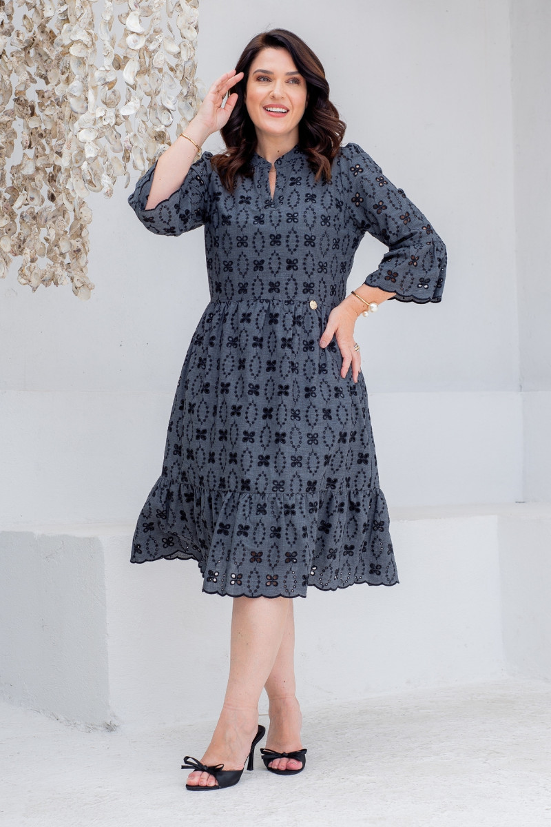 41 Vestido Claire Grafite em Laise Bordado - Lecler - Imagem 1