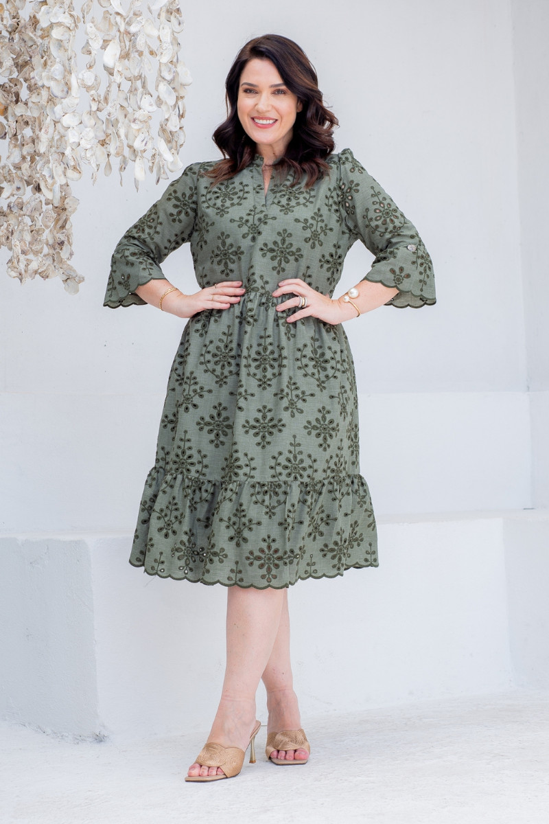 55 Vestido Claire Verde em Laise Bordado - Lecler - Imagem 1