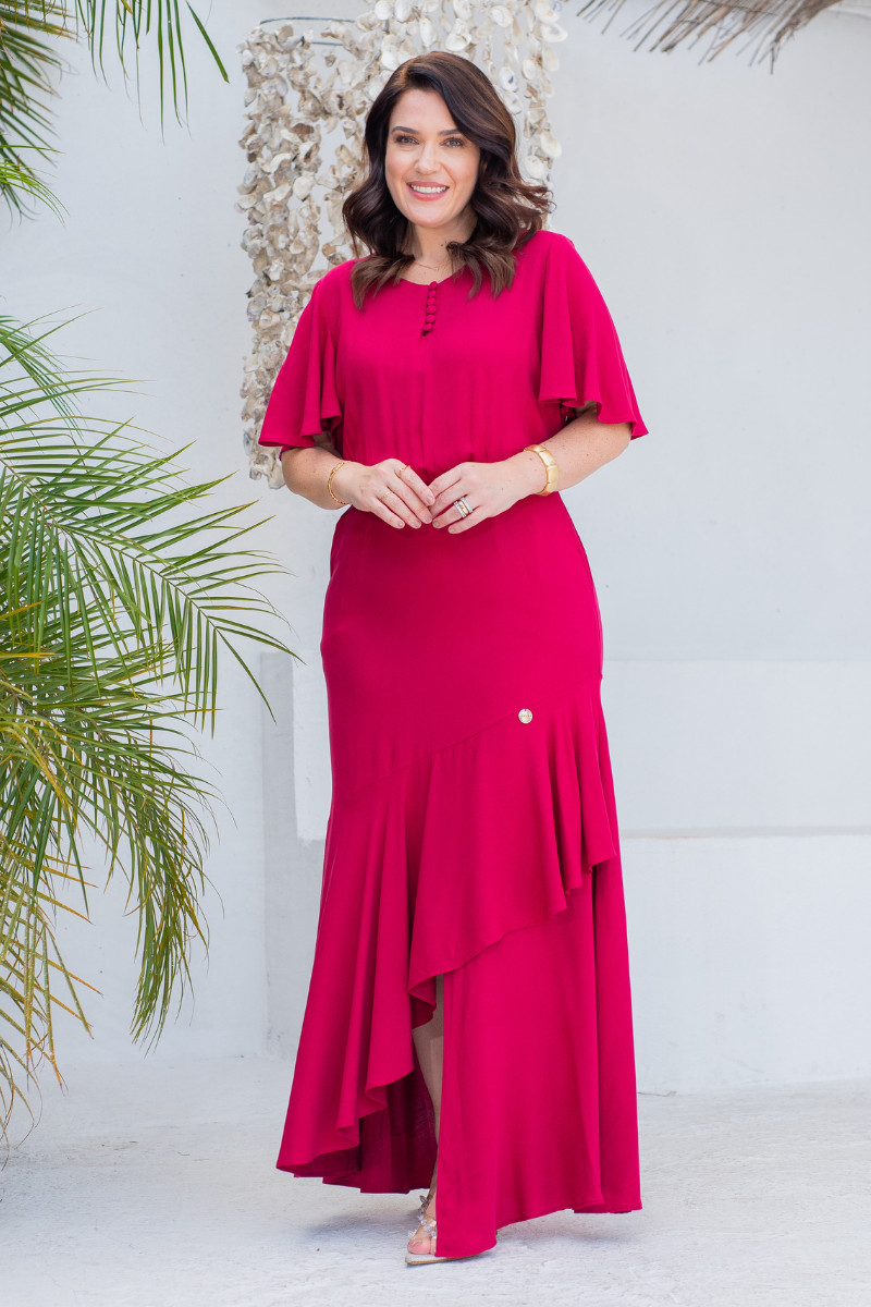 93 Vestido Adèle Cereja Longo Sereia - Lecler - Imagem 1