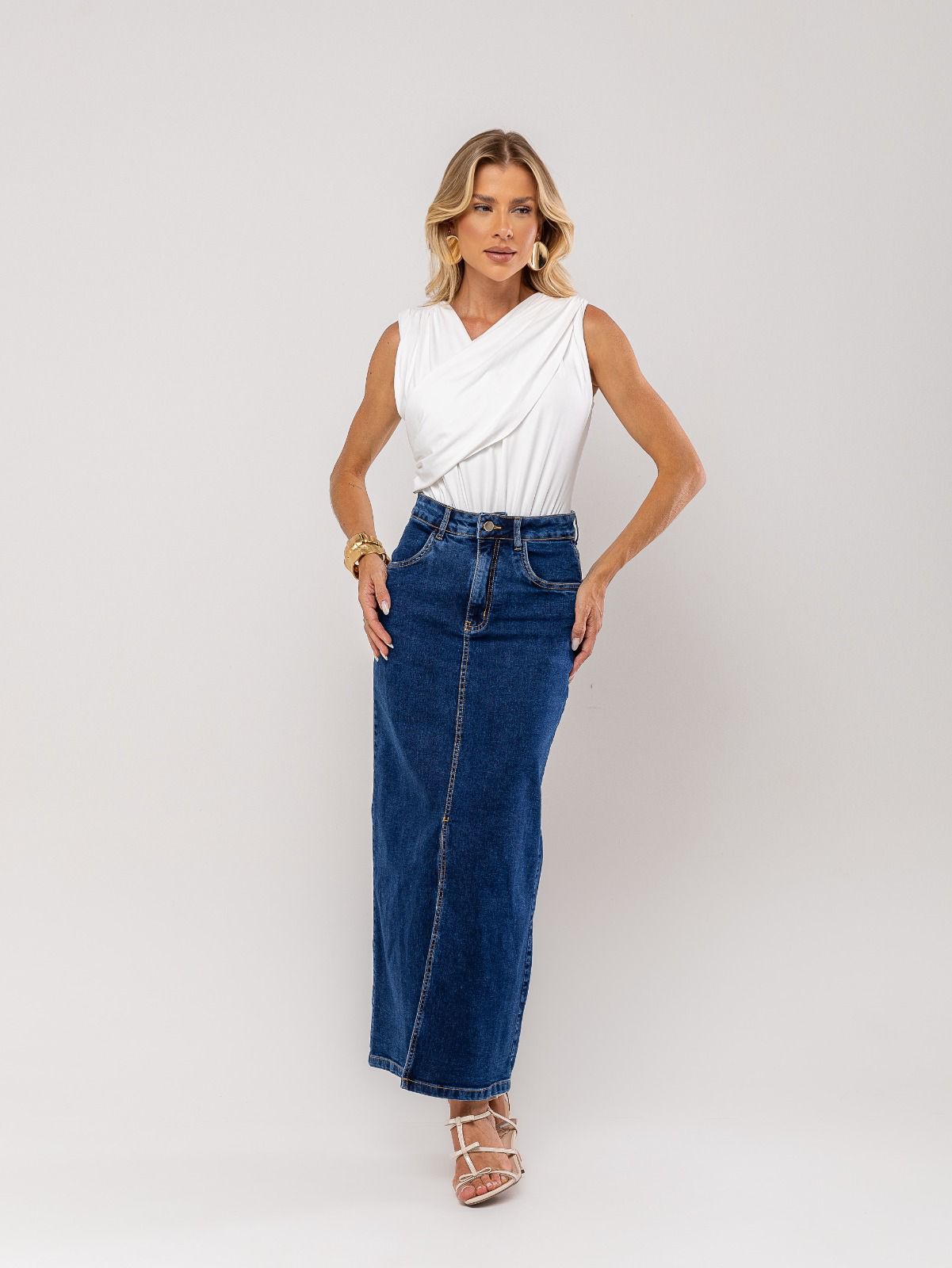 c75758c6-b9cc-4e5e-b6f2-76b8c40d4d6d Saia Ariana Slim Com Lycra - Imagem 1