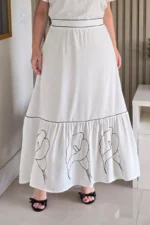 Vestido Estela Branco Bordado em Viscolinho - Querem Vestidos - Imagem 7